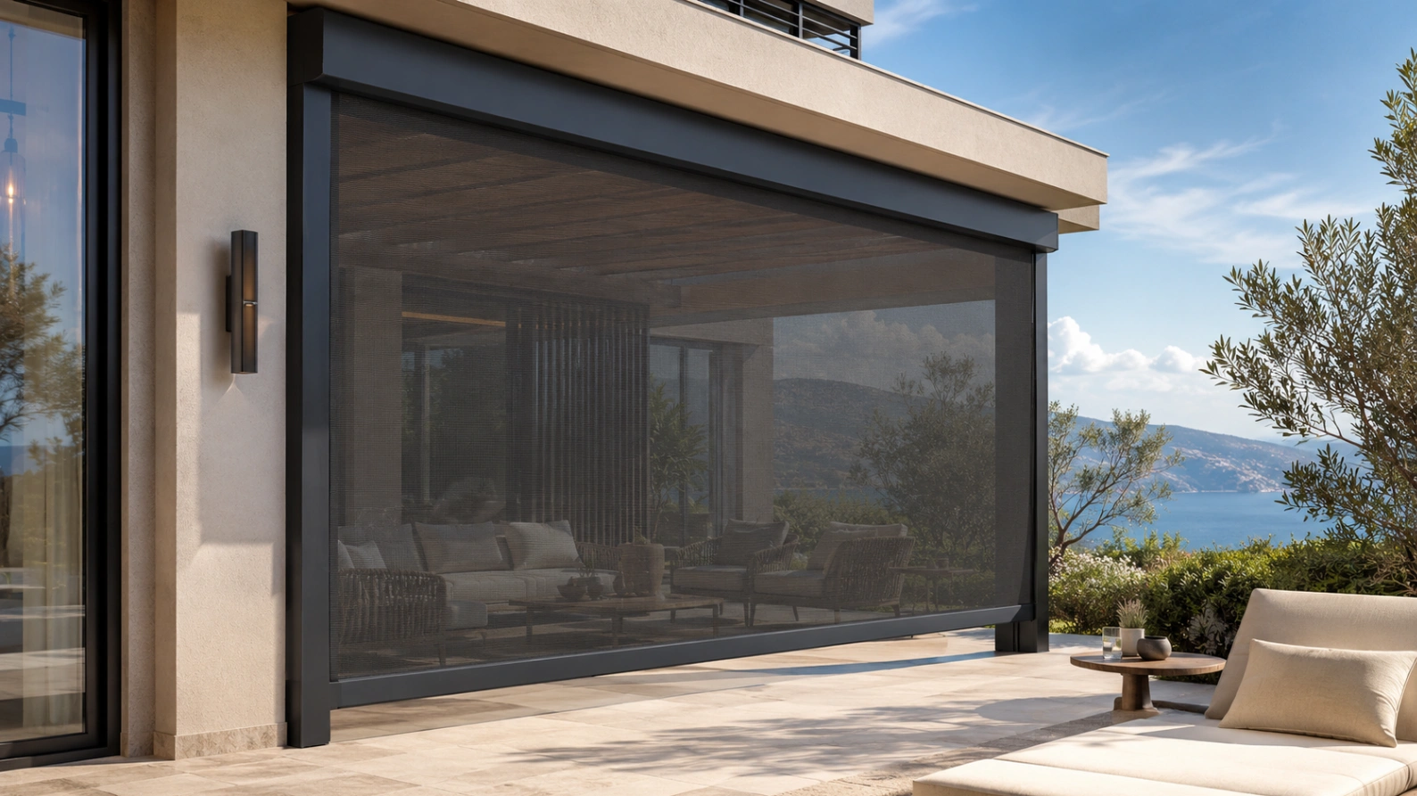 Wind-Resistant Zip Screen Systems for Terraces, Pergolas and Outdoor Living Spaces